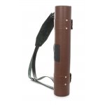 Image links to product page for Wiseman Leather Flute and Piccolo Case, Mustang Laurel Leather with Charcoal and Red Lining