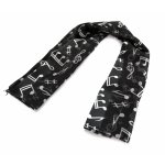 Image links to product page for Music Scarf, Large Notes on Satin Stripes, Black with White Notes