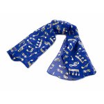 Image links to product page for Music Scarf, Gold Notes on Royal Blue Foil Mesh