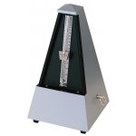 Image links to product page for Wittner 855203 Plastic Pyramid Metronome with Bell, Silver Finish