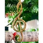 Image links to product page for Christmas Tree Decoration - Gold Treble Clef