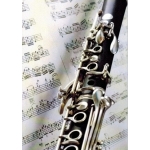 Image links to product page for Clarinet and Manuscript Greetings Card