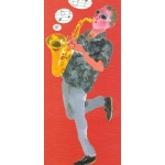 Image links to product page for Mary Woodin Red Saxophonist Greetings Card