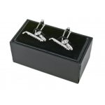 Image links to product page for Silver-Plated Saxophone Cufflinks