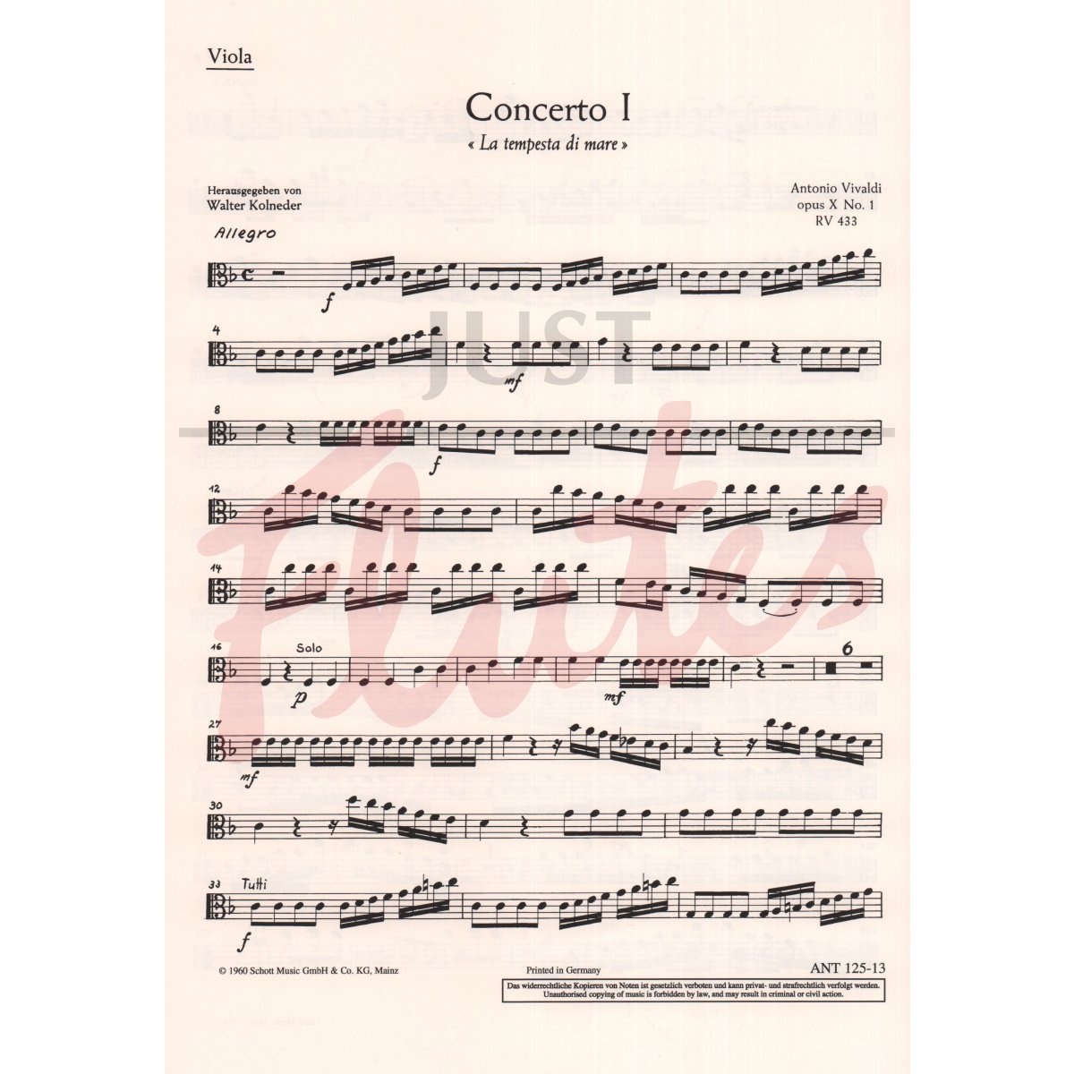 Flute Concerto in F &quot;Tempesta Di Mare&quot;, Viola Part