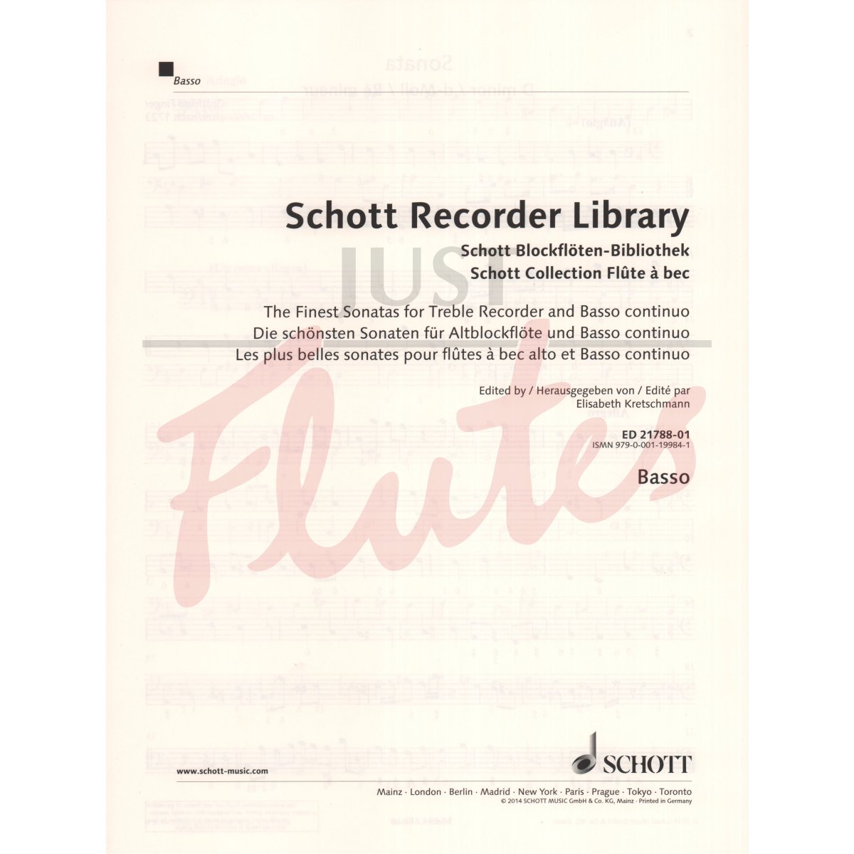Schott Recorder Library for Treble Recorder - Basso Continuo Part