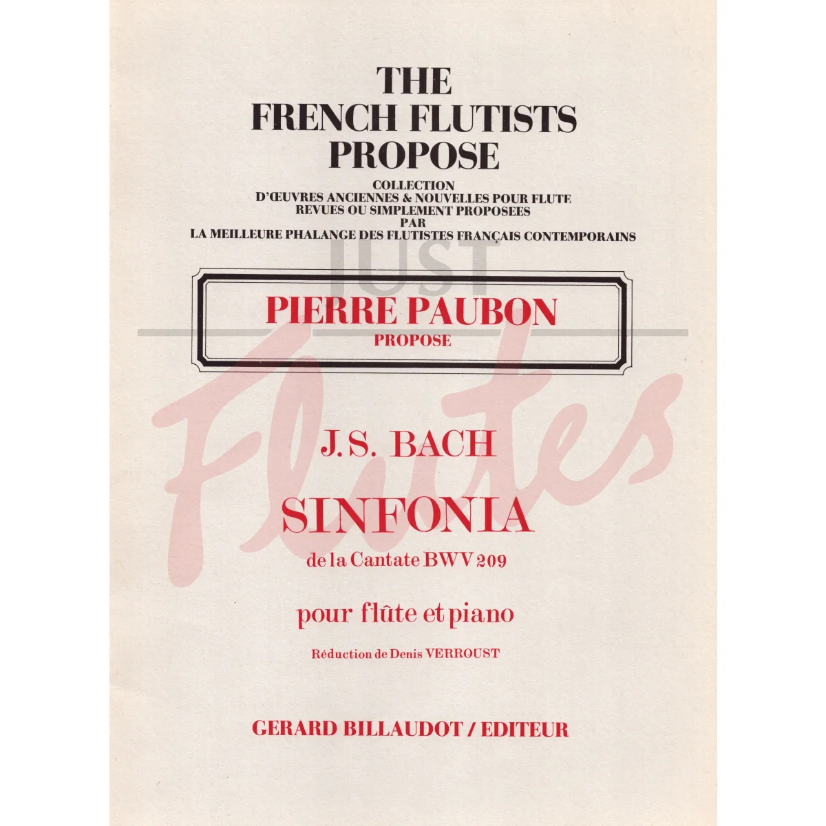 Sinfonia De La Cantate for Flute and Piano