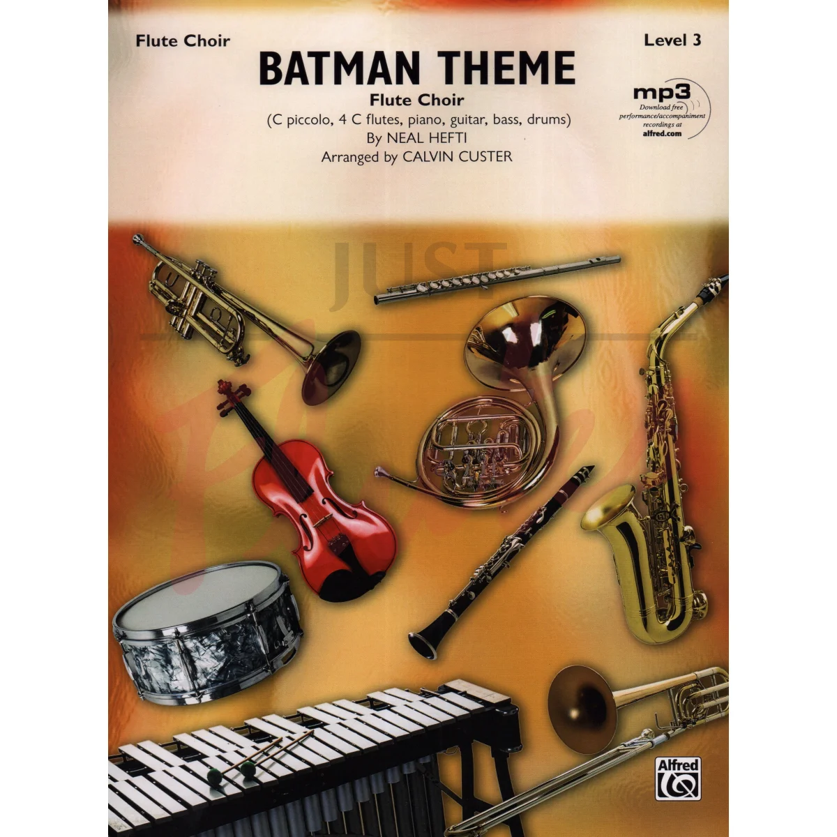 Batman Theme for Piccolo, Four C Flutes, Piano, Guitar, Bass and Drums