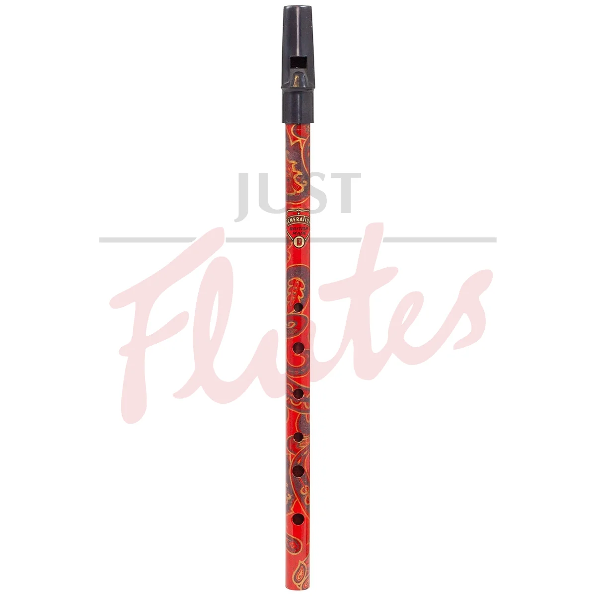 Generation Boho Tin Whistle/Flageolet in D, Paisley Red