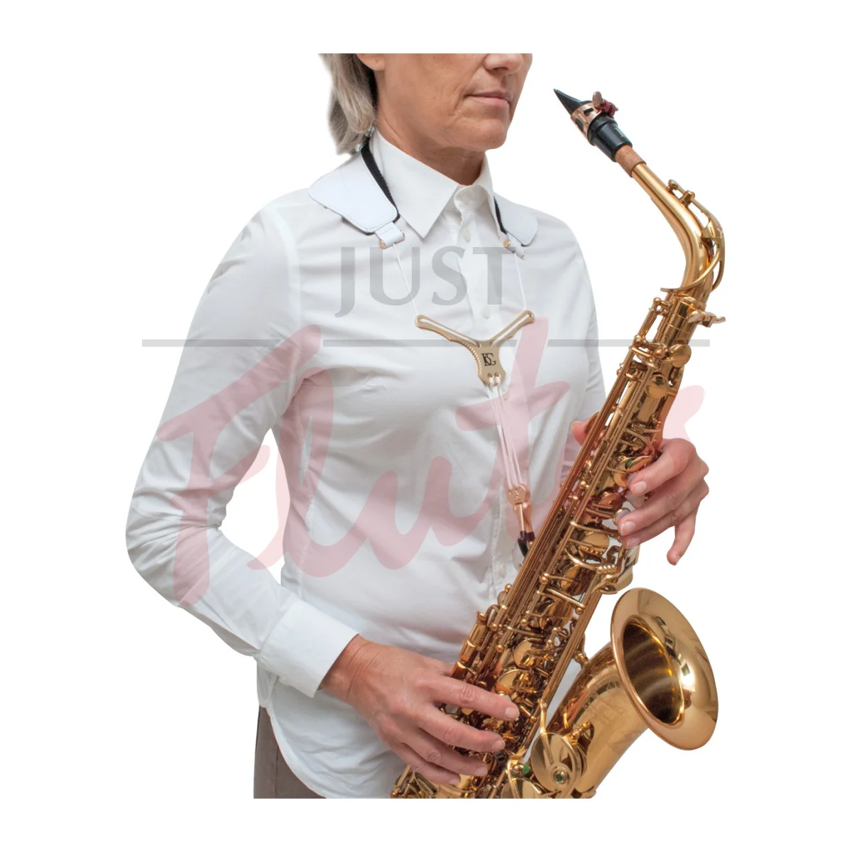 BG S78YMSH Zen Yoke Alto/Tenor Saxophone Neck Strap White Leather