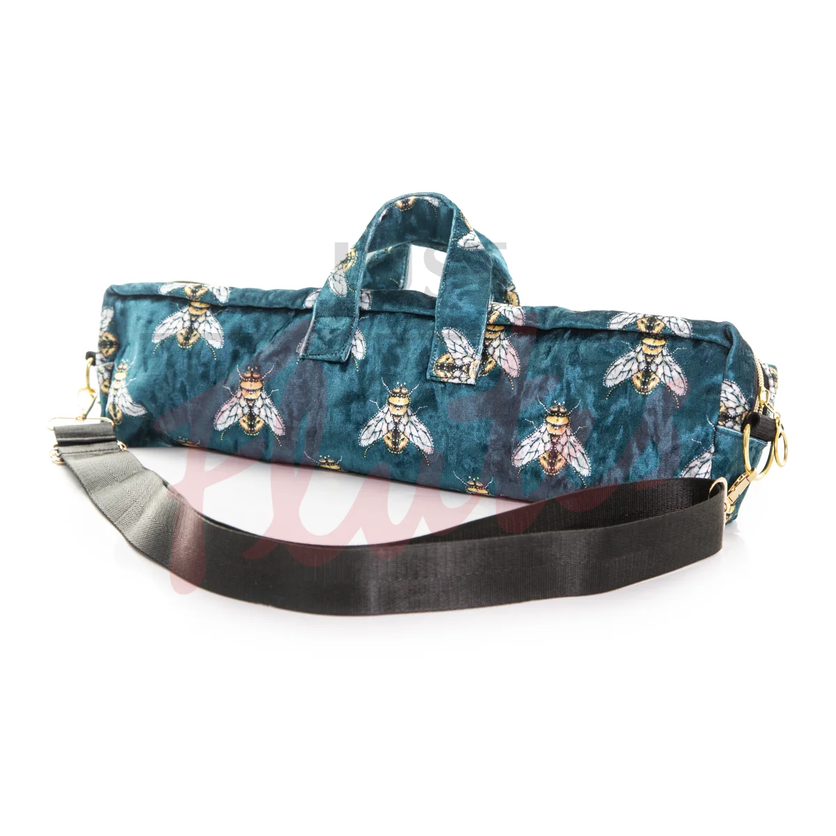 Funky Flutes Velvet B-foot Flute Case Cover, Bees, Teal