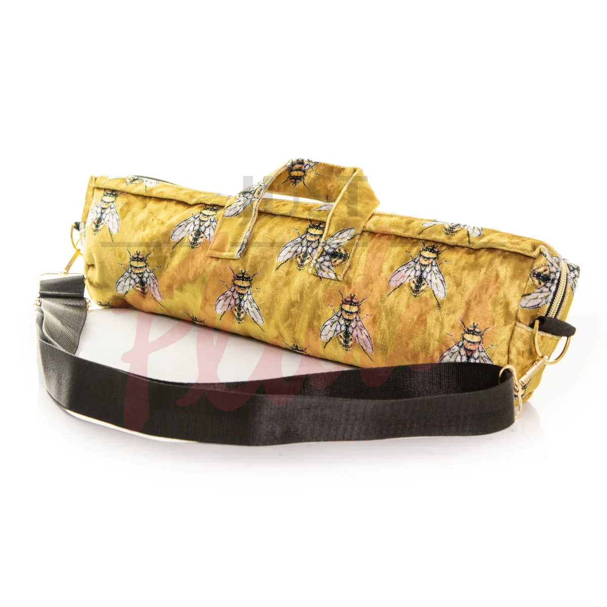 Funky Flutes Velvet C-foot Flute Case Cover, Bees, Mustard