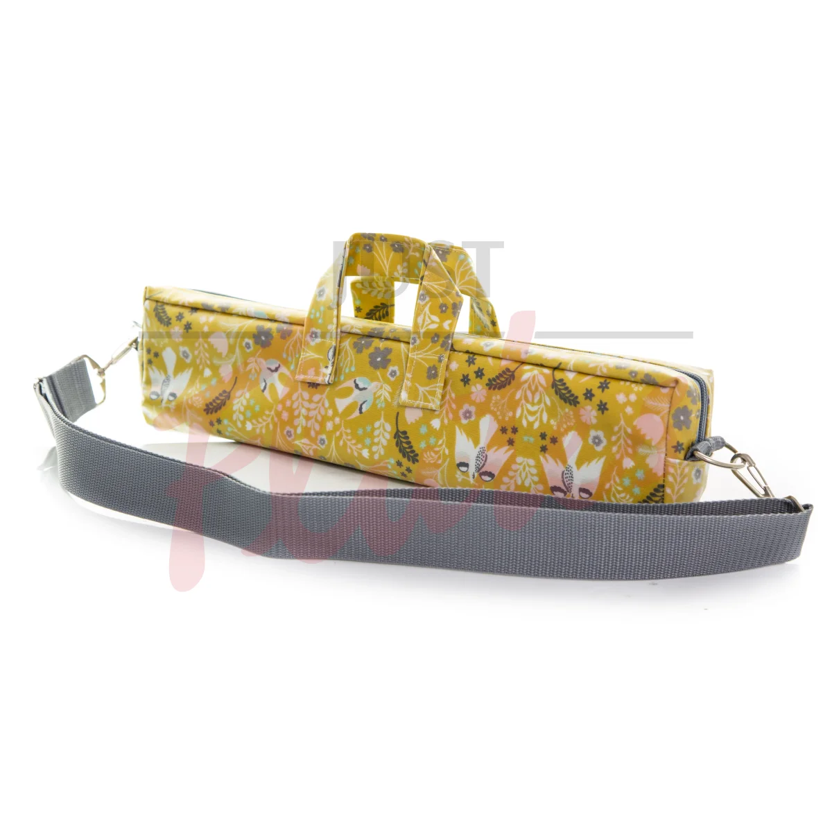 Funky Flutes Oilskin B-foot Flute Case Cover, Doves, Mustard