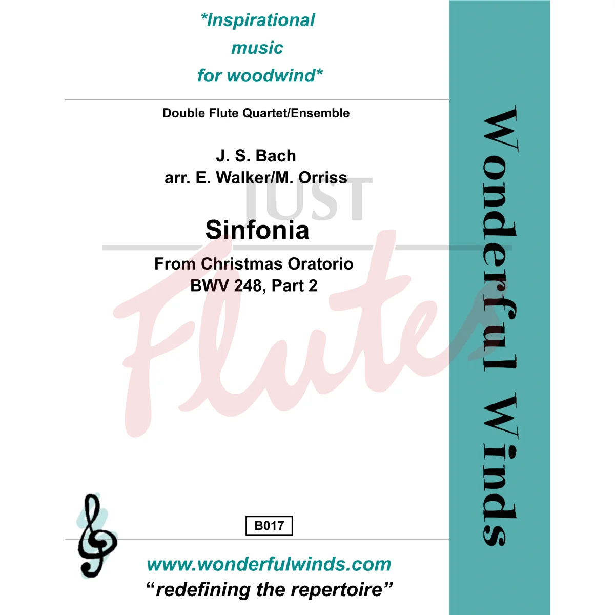 Sinfonia (Christmas Oratorio) for Double Flute Quartet