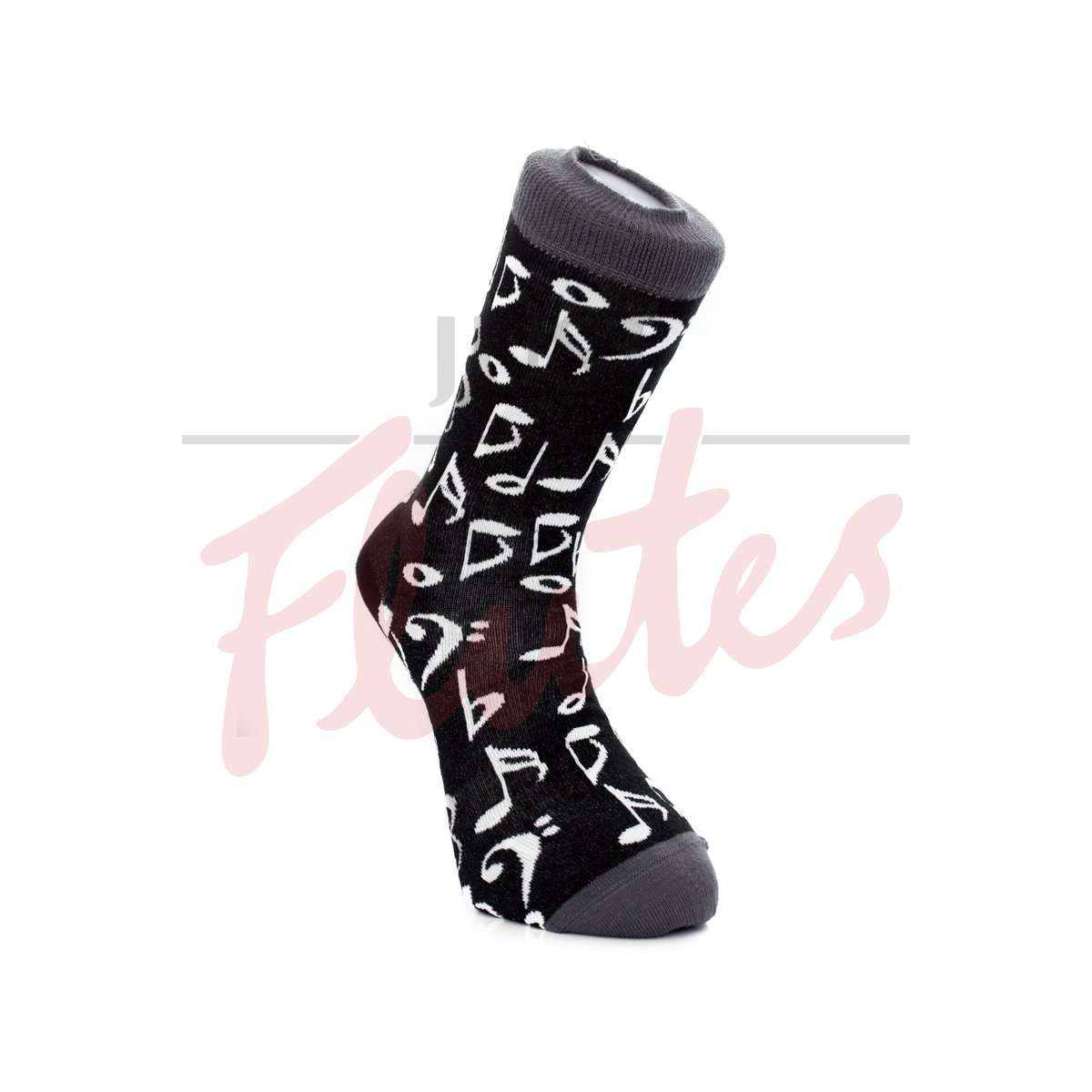 Music Socks - Grey & White Music Notation (Size 6-11)