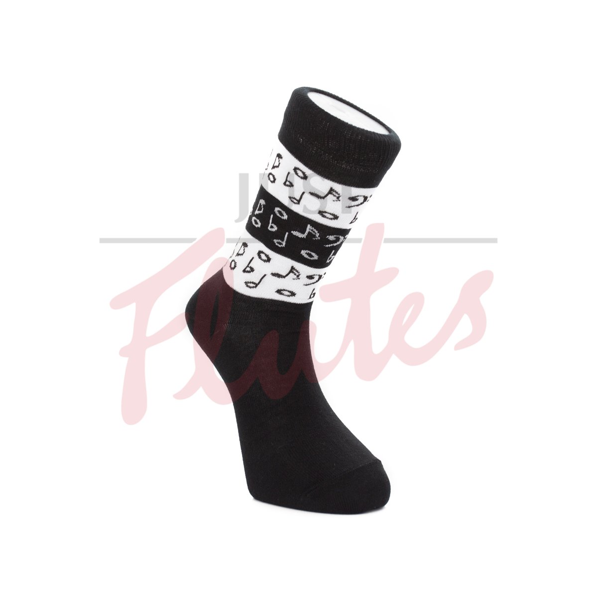 Music Socks - Black & White Stripe Music Notes (Size 6-11)