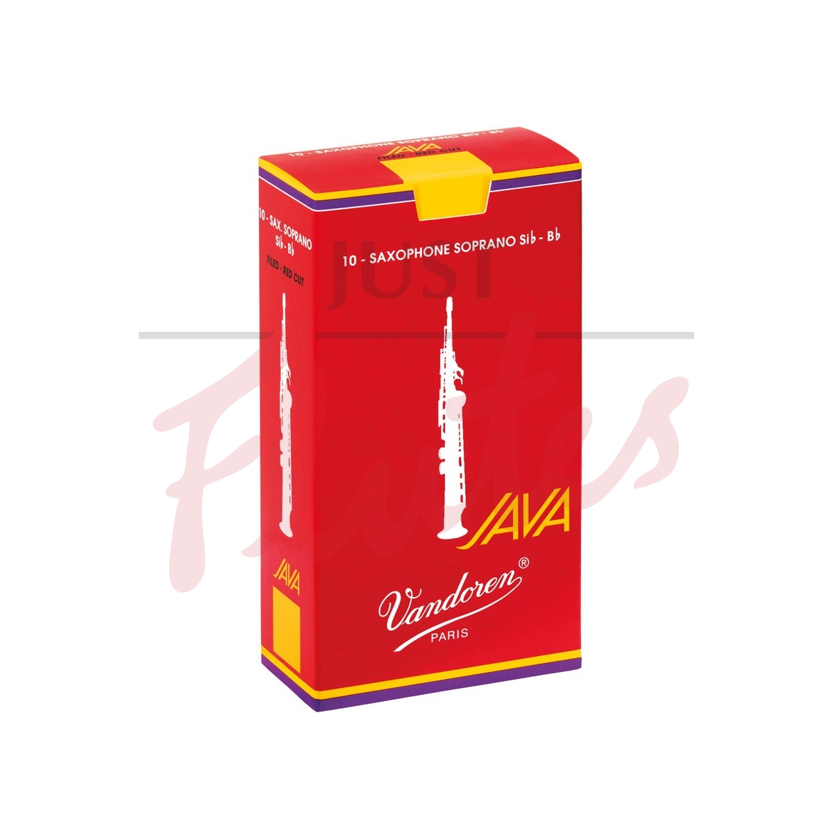 Vandoren SR3025R Java Red Soprano Saxophone Reeds Strength 2.5, 10-pack