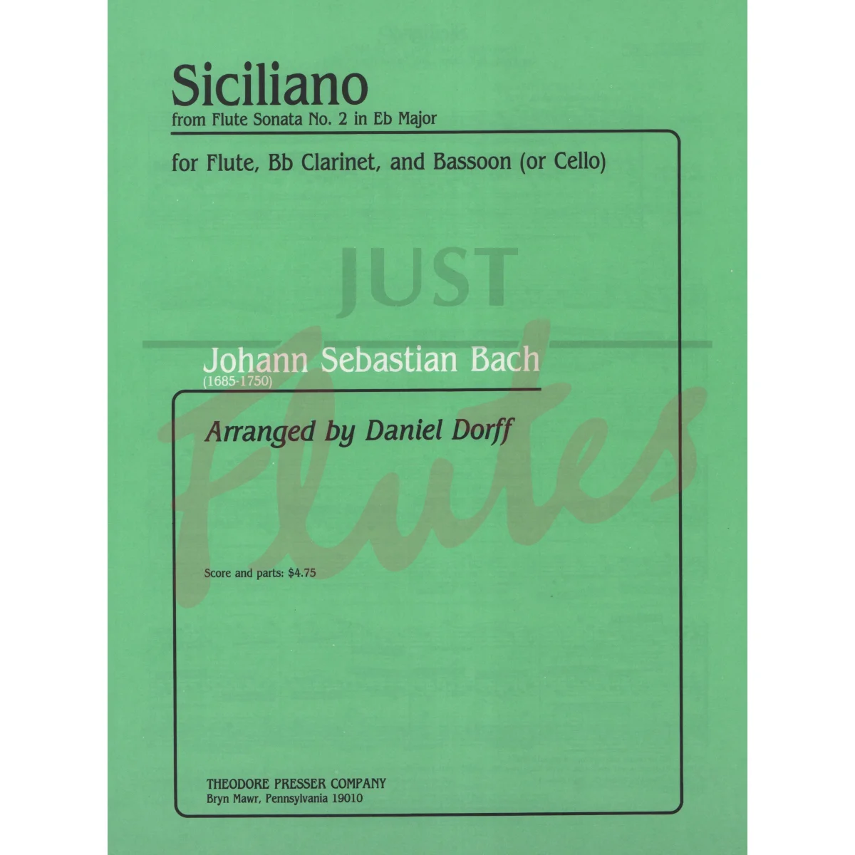 Siciliano from Flute Sonata No 2 in Eb major for Flute, Clarinet and Bassoon/Cello