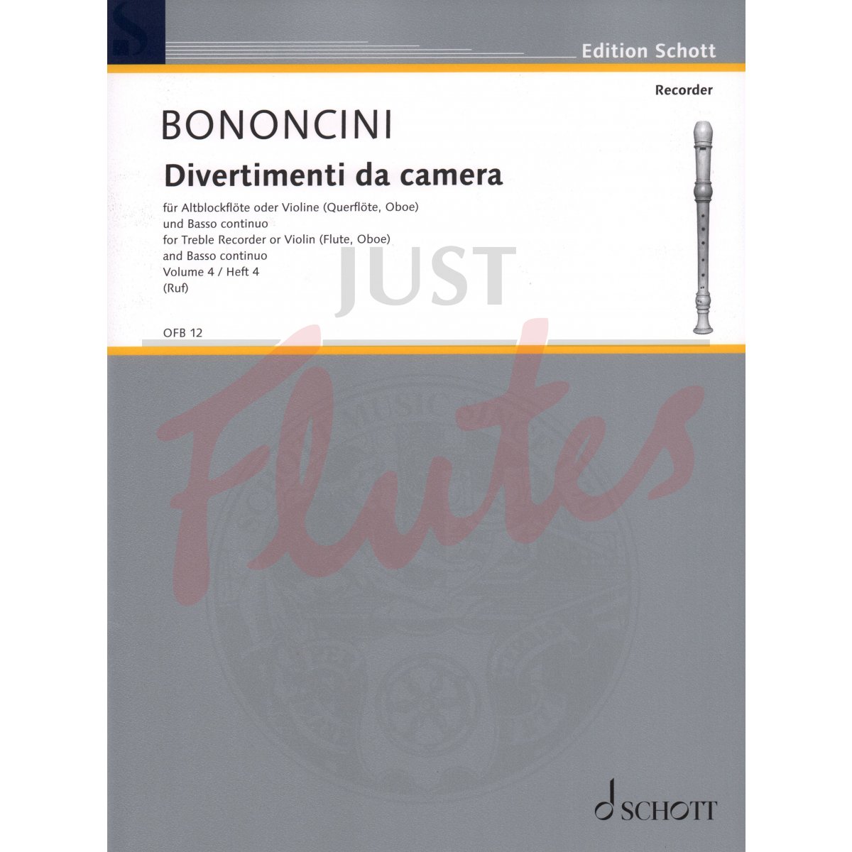 Divertimenti di Camera Book 4 (Nos 7-8) for Treble Recorder/Flute and Basso Continuo