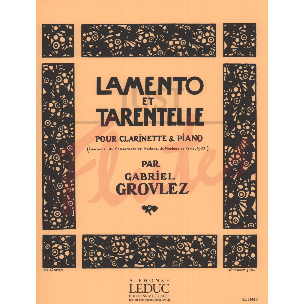 Lamento et Tarantelle for Clarinet and Piano