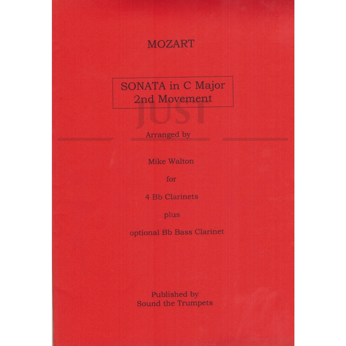 Sonata in C major, 2nd movement for Clarinet Quartet plus optional Bass Clarinet