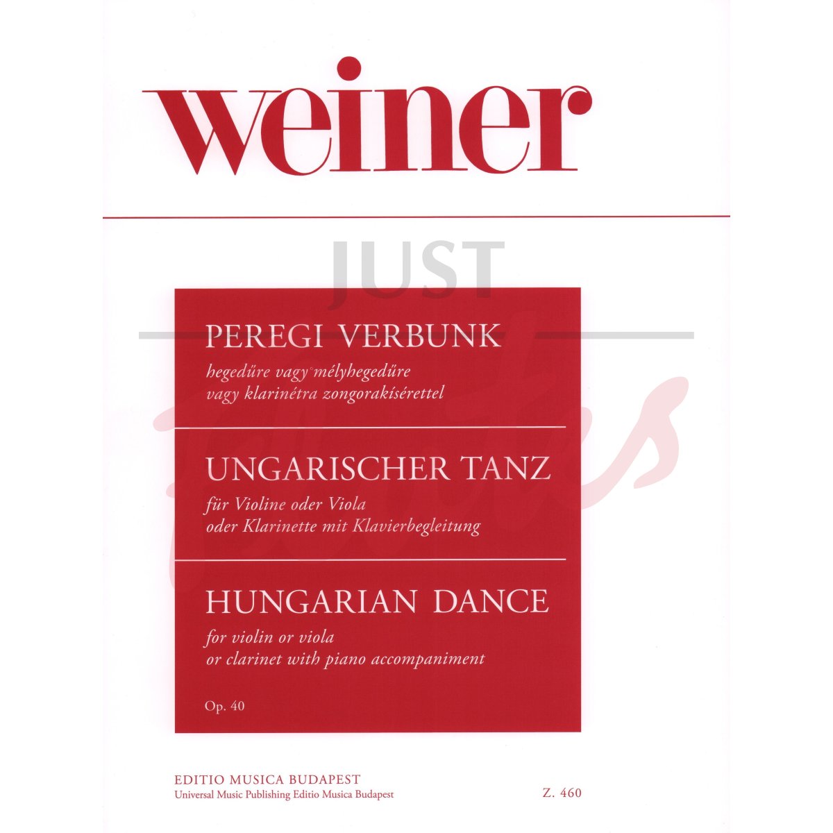 Peregi Verbunk (Hungarian Dance) for Clarinet/Violin/Viola and Piano
