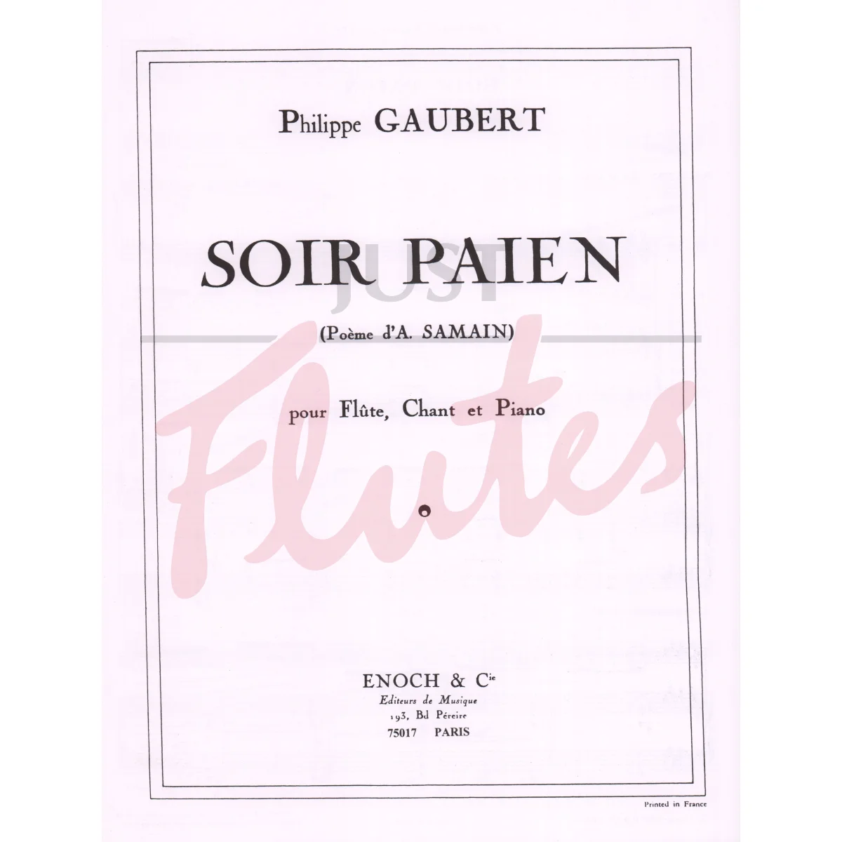 Soir Paien for Flute, Voice and Piano