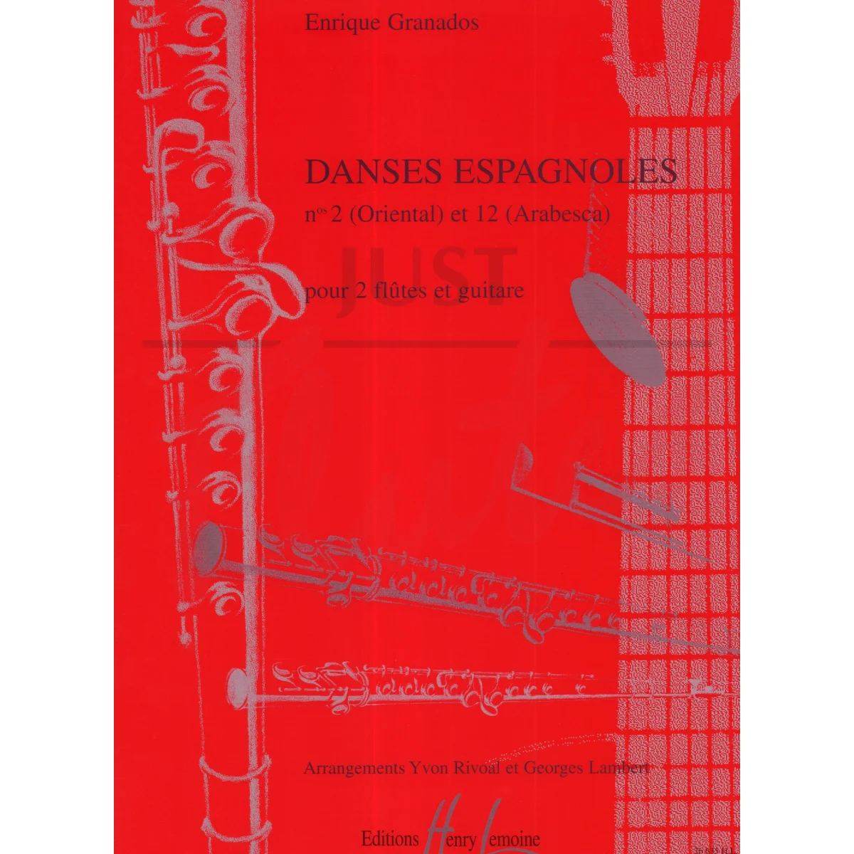 Danzas Españolas Nos. 2 (Oriental) and 12 (Arabesca) for Two Flutes and Guitar