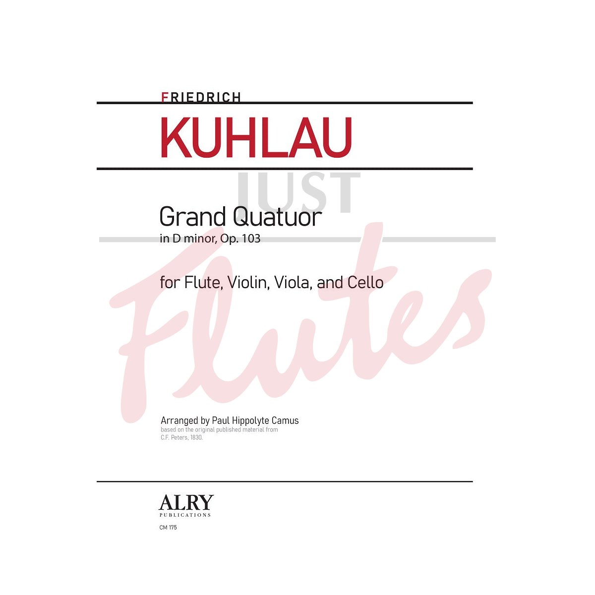 Grand Quatuor in D minor arranged for for Flute, Violin, Viola and Cello