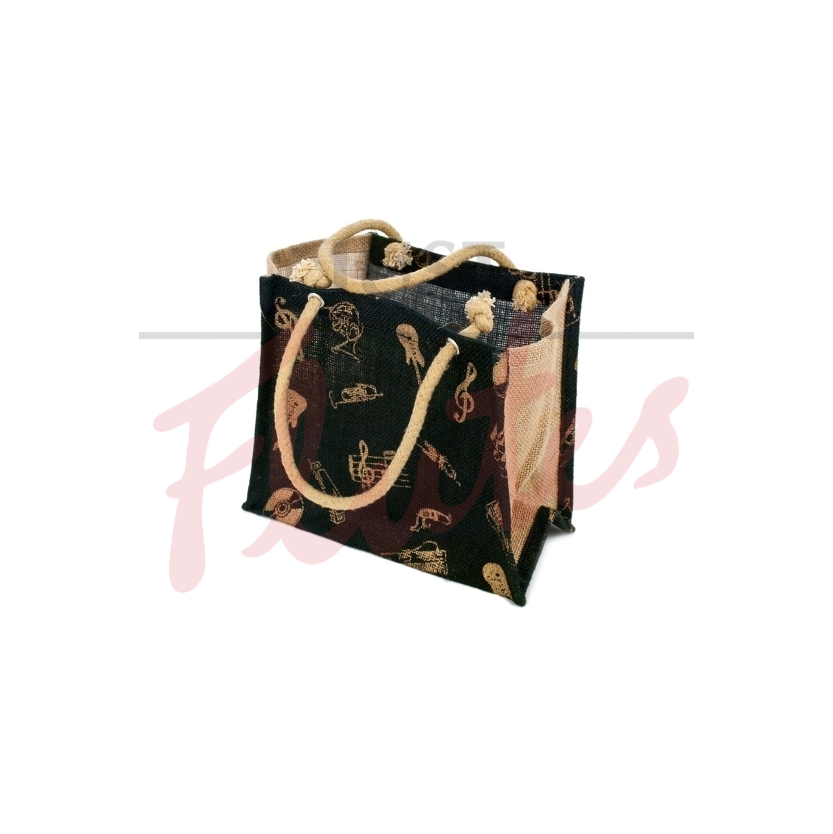 Jute Mini Shopper With Instrument Design