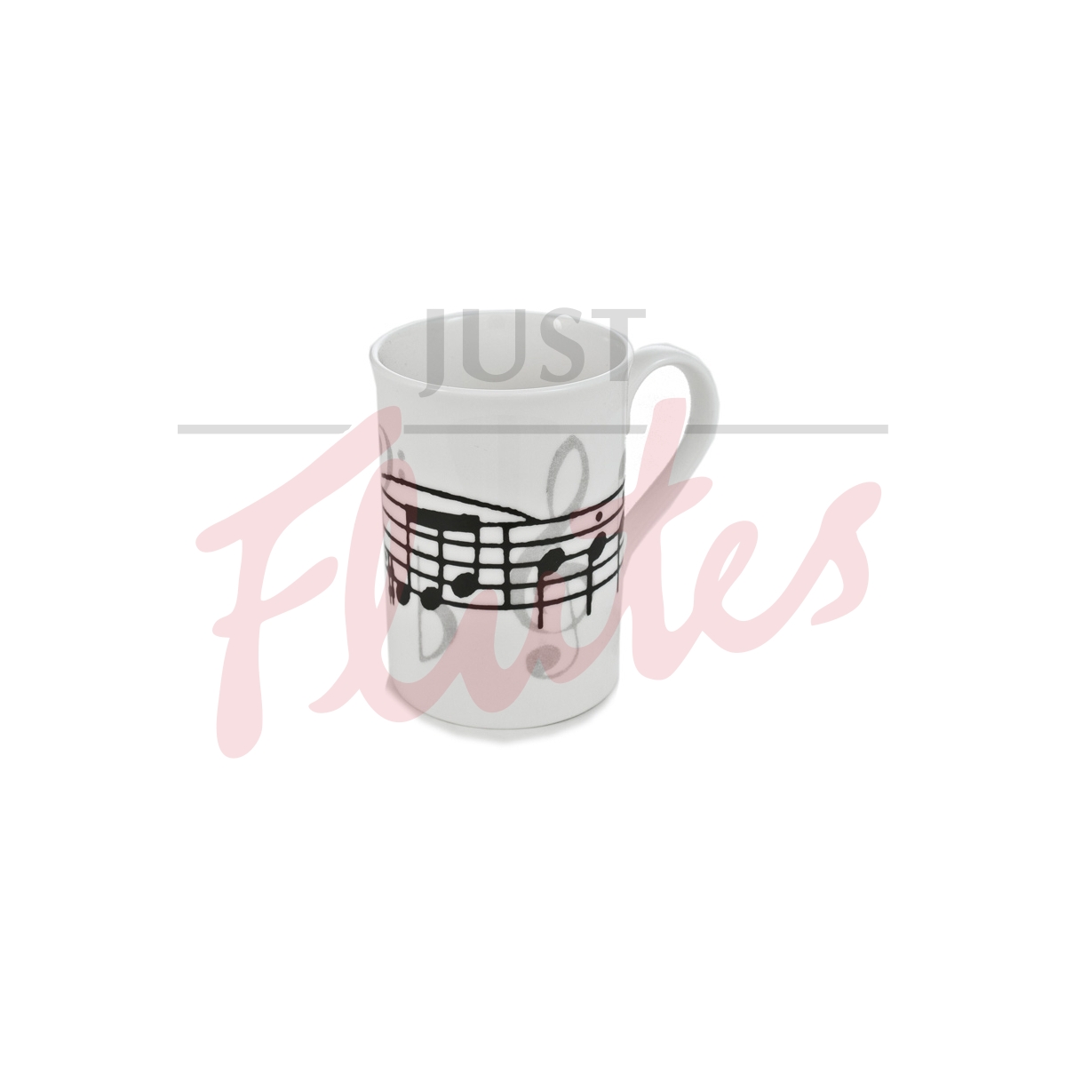 Bone China Music Themed Mug - White with Black Music Notes