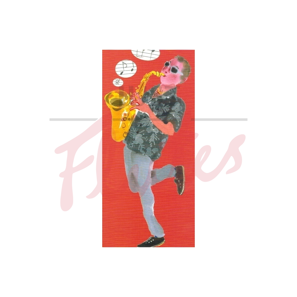 Mary Woodin Red Saxophonist Greetings Card