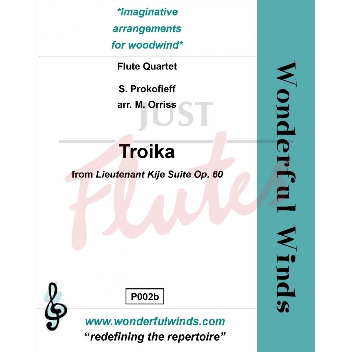 Troika from Lieutenant Kije for Flute Quartet