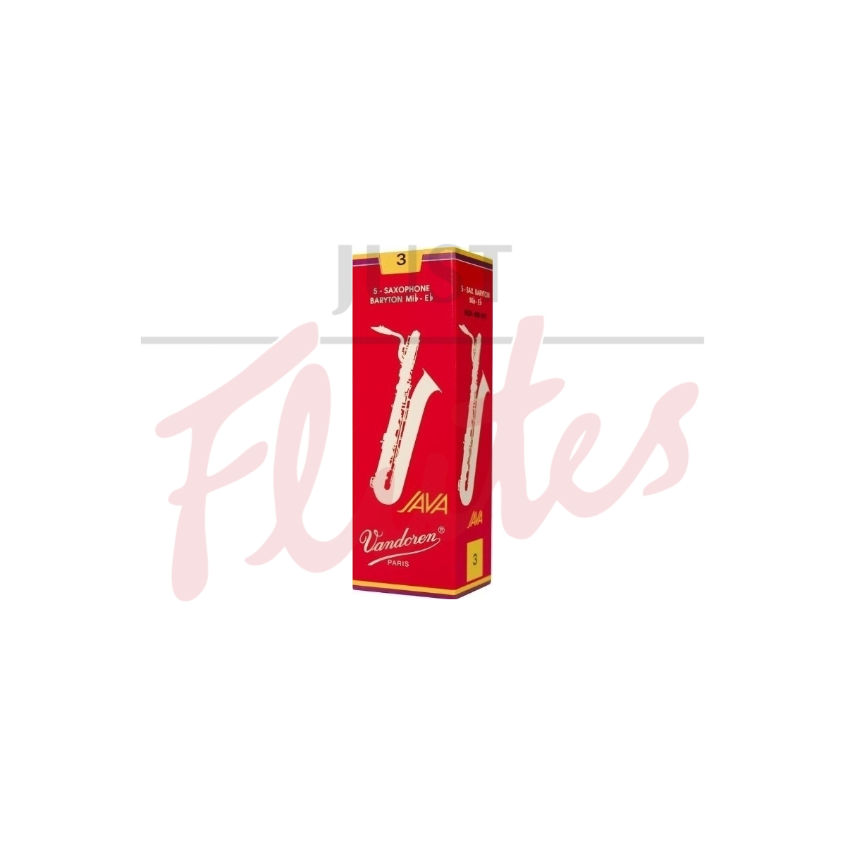 Vandoren SR343R Java Red Baritone Saxophone Reeds Strength 3, 5-pack