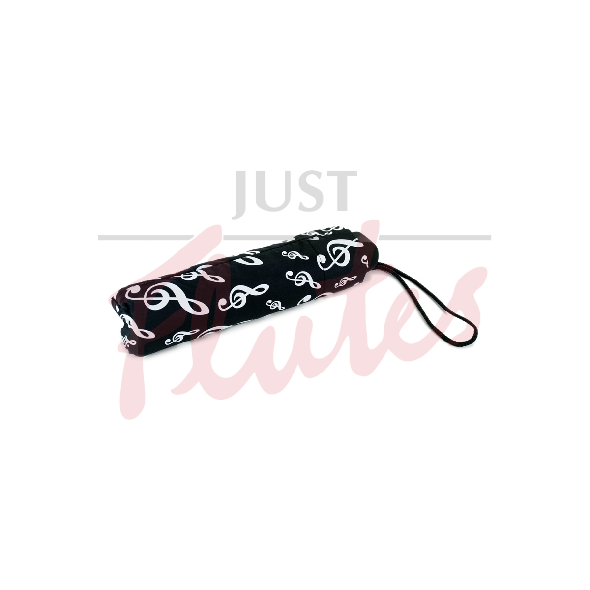 Music Mini Umbrella - Black with White Treble Clefs