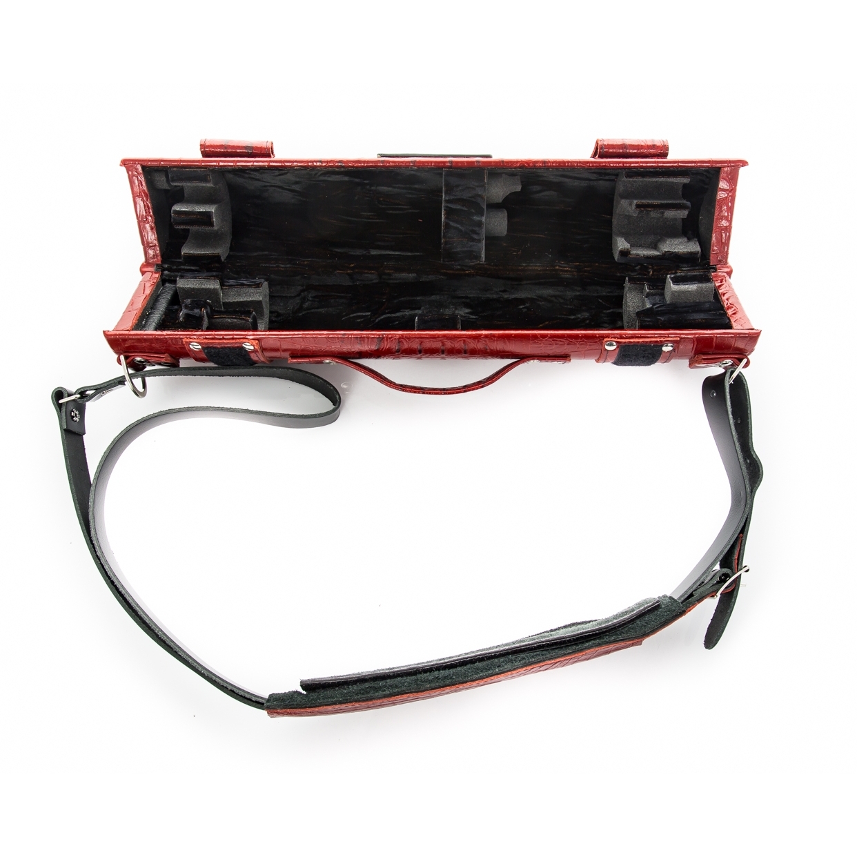 Wiseman Leather Flute and Piccolo Case, Red Croc