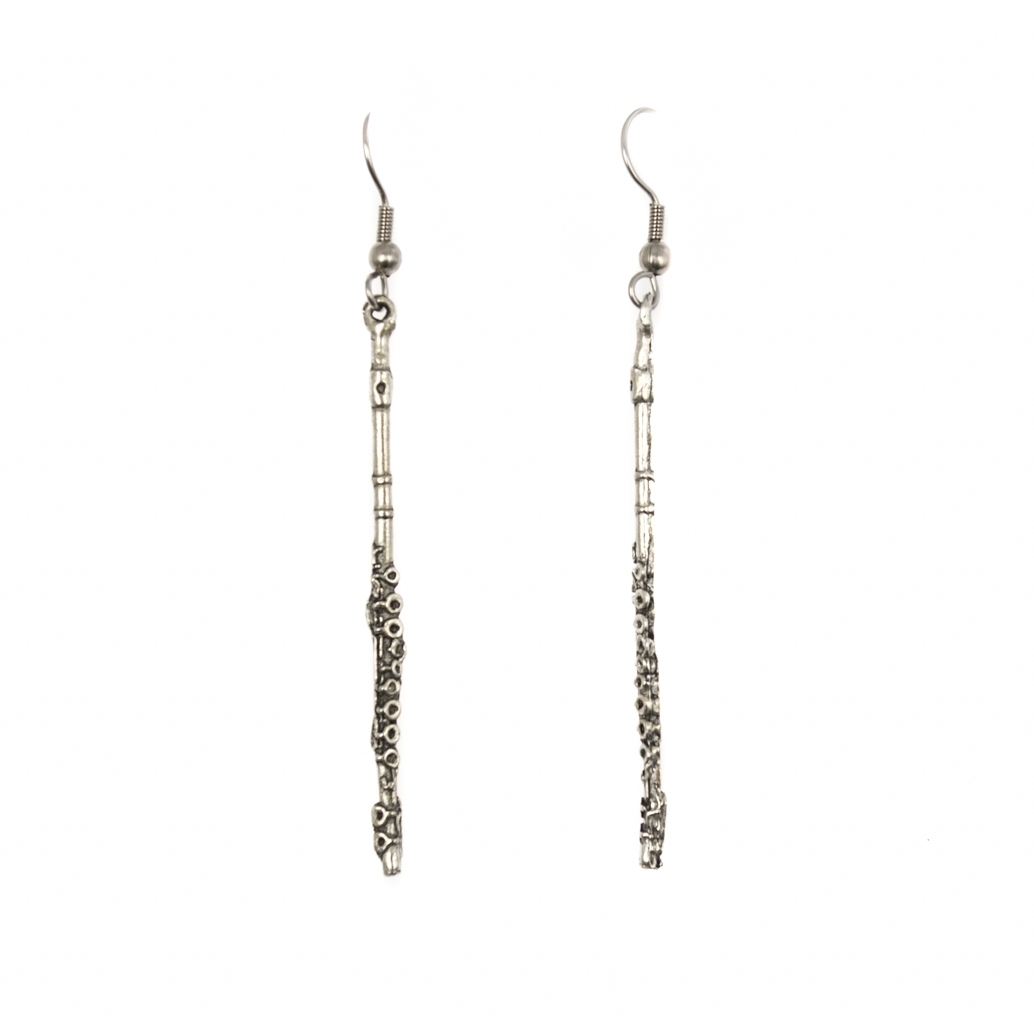 Music Gifts Pewter Flute Drop Earrings. Just Flutes, London