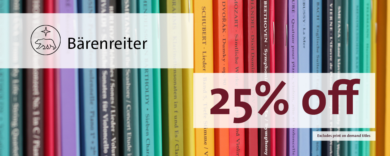 Save 25% on Barenreiter publications.