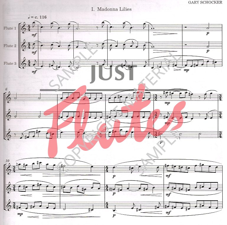 gary schocker flutes in the garden for three flutes in the garden sheet music