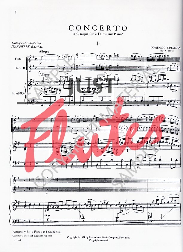 Domenico Cimarosa Concerto in G major. Just Flutes, London