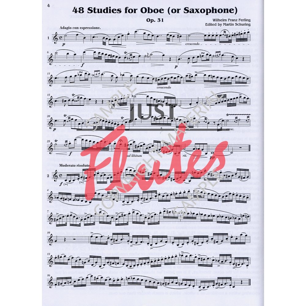 Franz Wilhelm Ferling 48 Studies for Oboe (or Saxophone), Op31