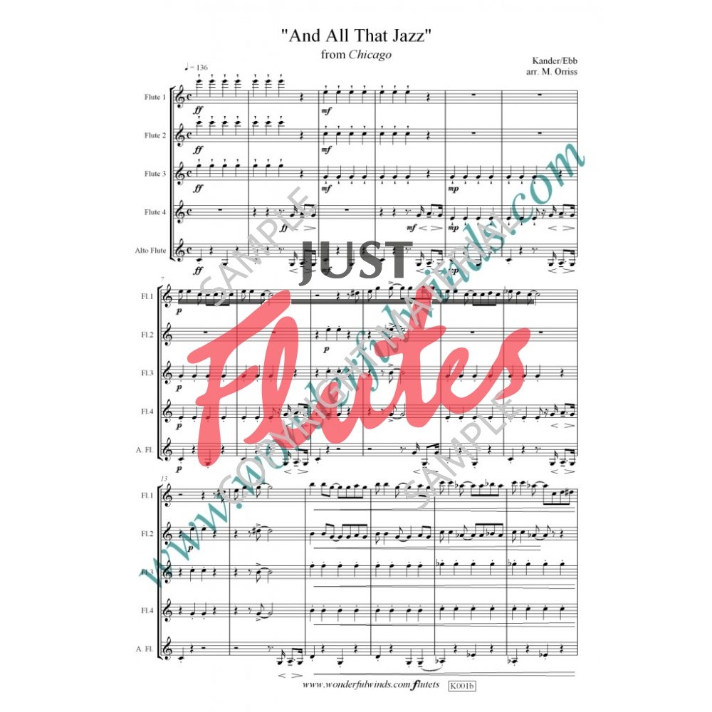 John Kander And All That Jazz [5 Flutes]. Just Flutes