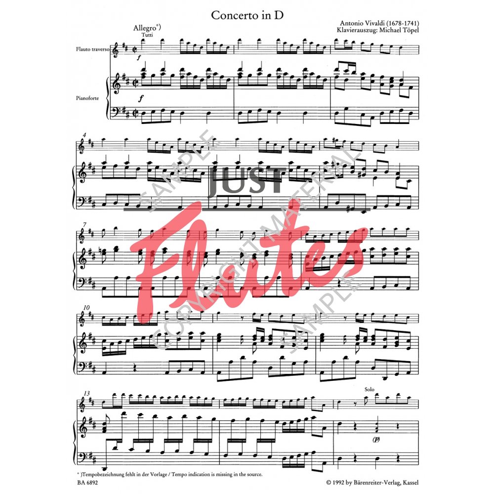 Antonio Vivaldi Flute Concerto in D major, RV783