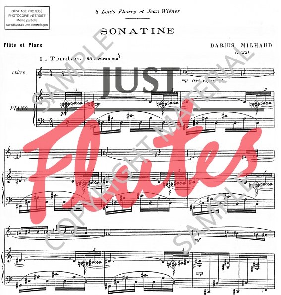Darius Milhaud Sonatina for Flute and Piano. Just Flutes