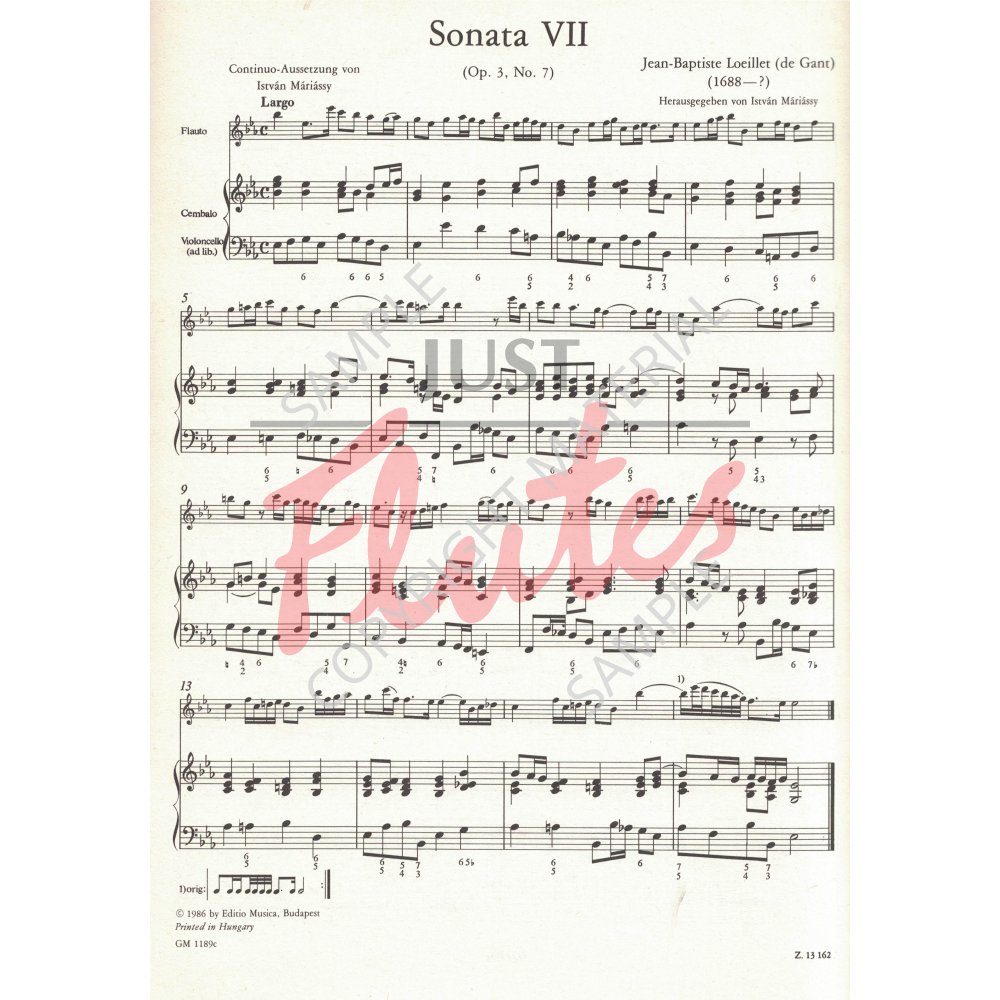 jean baptiste loeillet de gant 12 sonatas op 3 vol 3 nos 7 9 gant sheet