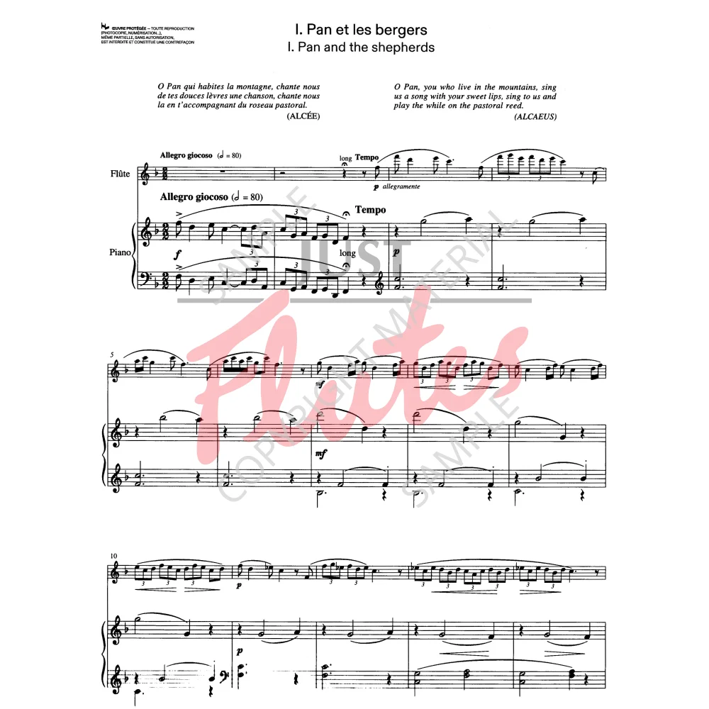 La Flûte de Pan for Flute and Piano, Op15 - J. Mouquet. Just