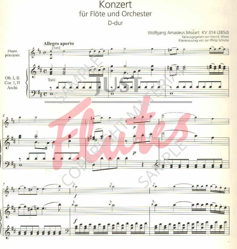Wolfgang Amadeus Mozart Flute Concerto No 2 in D major, K314 (285d)