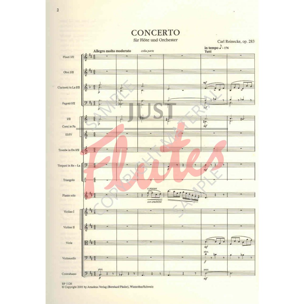 Carl Reinecke Flute Concerto in D Major, Op283. Just Flutes