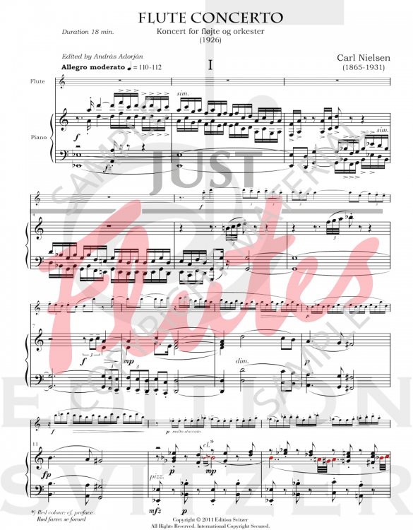 楽譜 Nielsen: Concerto for Flute Nielsen, C :: Koncert for Flojte og Orkester [Concerto for