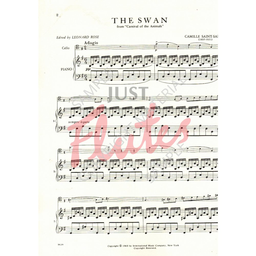 The Swan from Carnival of the Animals - C. Saint-Saëns. Just Flutes The Swan from Carnival of the Animals - C. Saint-Saëns. Just Flutes